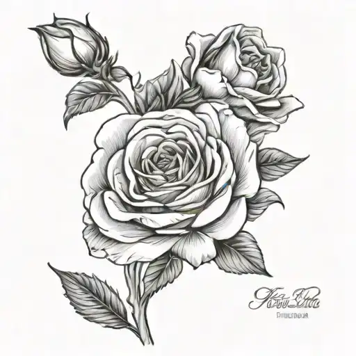 Fine line tattoo art bouquet of 1 flower for each month for birth month flowers for february, may, october and december tattoo design idea