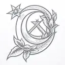 Think of the communist symbol of sickle and hammer, but instead of sickle there should be a crescent and instead of a ha tattoo design idea