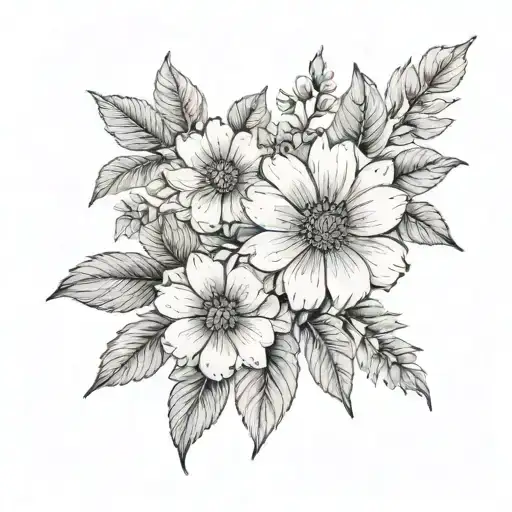 A black and grey realistic floral piece inspired by vintage botanical illustrations tattoo design idea