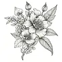 A black and grey realistic floral piece inspired by vintage botanical illustrations tattoo design idea