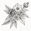 A black and grey realistic floral piece inspired by vintage botanical illustrations tattoo design idea