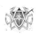 Crossed iron swords with a tank flag of Israel and the date 7.10.23 tattoo design idea