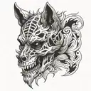 skull inside wolf tattoo design idea