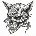 skull inside wolf tattoo design idea