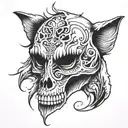 skull inside wolf tattoo design idea