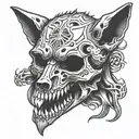 skull inside wolf tattoo design idea