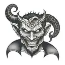 A face can be seen. Half devil, half smiling face tattoo design idea