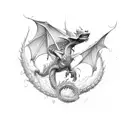 friendly dragon flying tattoo design idea