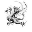 friendly dragon flying tattoo design idea
