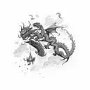 friendly dragon flying tattoo design idea