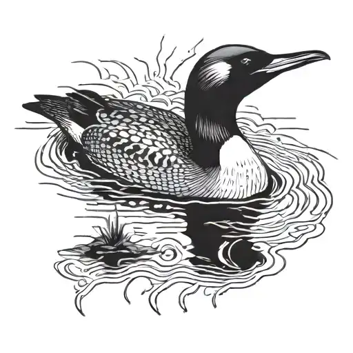 Common Loon, themes of dark nature and the Occult tattoo design idea