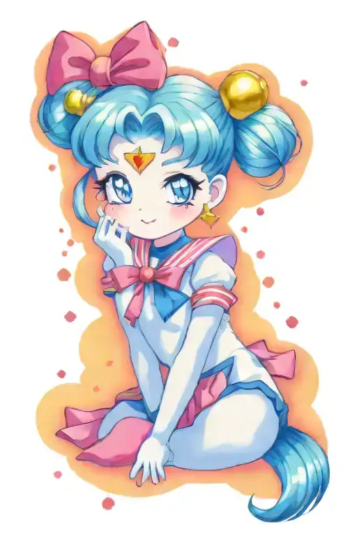 sailor moon with hello kitty tattoo design idea