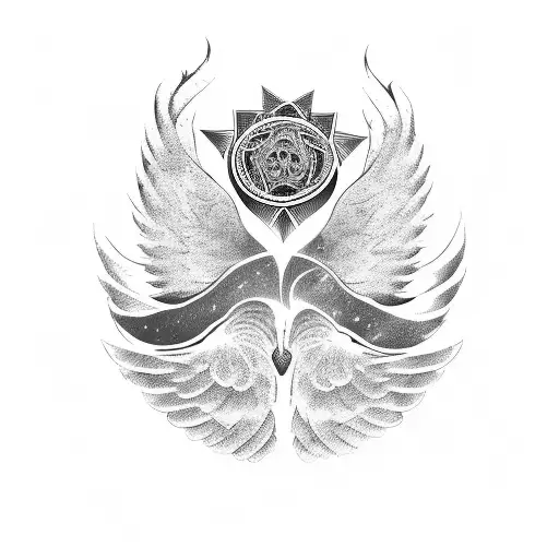 paw print with wings and halo tattoo design idea