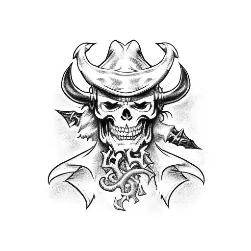 A demon on top of a black throne, dressed like a mix between a pirate captain and a businessman, pirate setting, mischie tattoo design idea