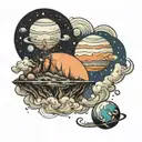 planet landscape feturing planets in the sky tattoo design idea