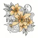 very simple thin line flower tatoo on spine with Arabic attached saying your faith has to be greater than your fear  tattoo design idea
