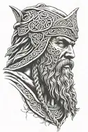 celtic warrior with beard and hood tattoo design idea