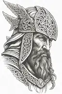 celtic warrior with beard and hood tattoo design idea