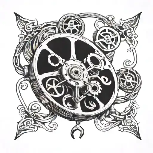 A movie reel intertwined with nursing symbols, representing the client's passion for both fields tattoo design idea