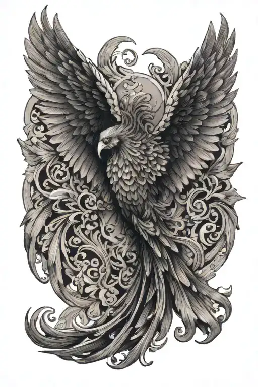 Phoenix,open wing evil and power tattoo design idea
