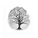 Tree, with a coordinate in the roots, my birthday date and with a phrase in latin upside  tattoo design idea