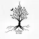 Tree, with a coordinate in the roots, my birthday date and with a phrase in latin upside  tattoo design idea