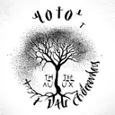 Tree, with a coordinate in the roots, my birthday date and with a phrase in latin upside  tattoo design idea