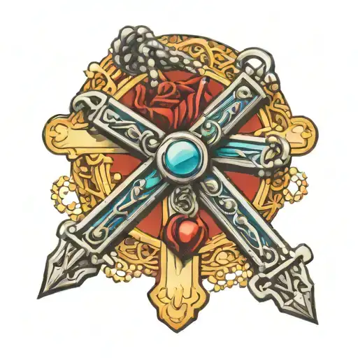 rosary beads wrapping tattoo design idea