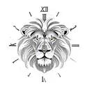 lion with roman clock tattoo design idea