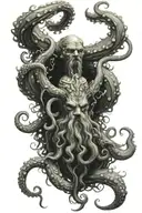 poseidon stabbing octopus tentacles tattoo design idea