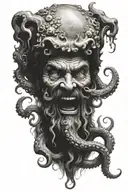 poseidon stabbing octopus tentacles tattoo design idea