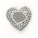 heart shaped Petoskey stone with hidden name Kendall and trees tattoo design idea