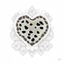 heart shaped Petoskey stone with hidden name Kendall and trees tattoo design idea