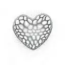 heart shaped Petoskey stone with hidden name Kendall and trees tattoo design idea