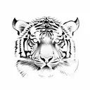 tiger walking with delicate flowers around it tattoo design idea