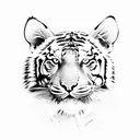 tiger walking with delicate flowers around it tattoo design idea