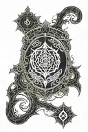elden ring logo with bloodborne tattoo design idea