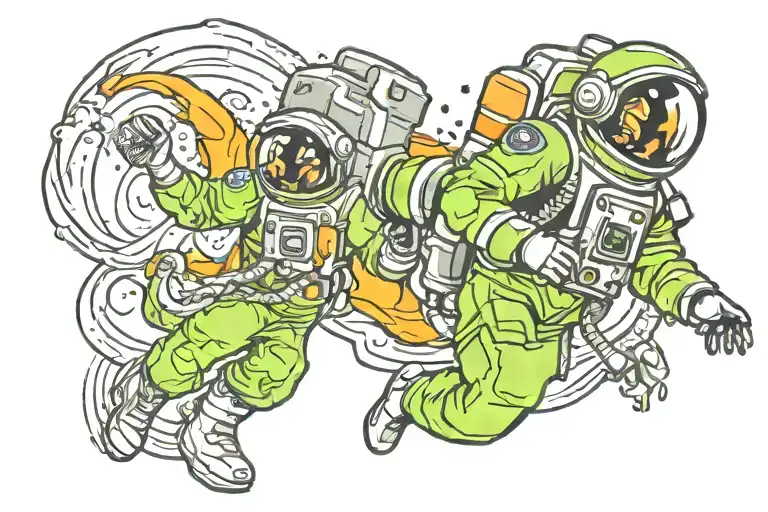 Tornado astronaut space tattoo design idea