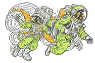 Tornado astronaut space tattoo design idea