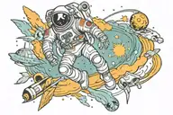 Tornado astronaut space tattoo design idea