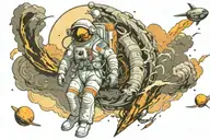 massive Tornado astronaut space tattoo design idea