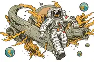 massive Tornado astronaut space tattoo design idea