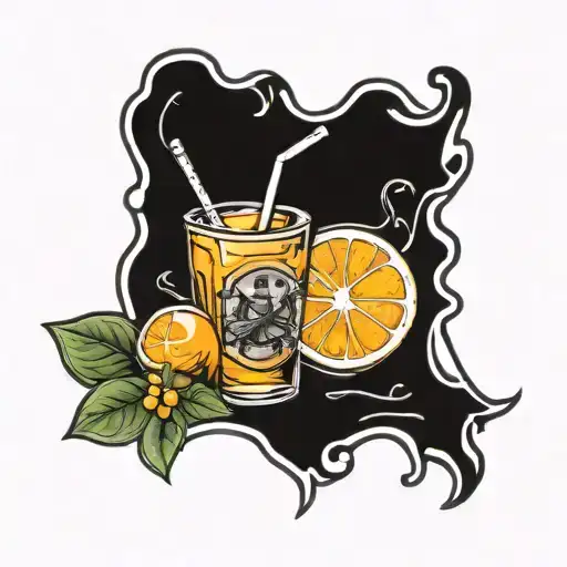 stamp with orange juice carton tattoo design idea