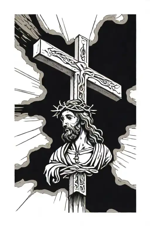jesus cross caption one day at a time tattoo design idea
