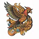 Phoenix flying tattoo design idea