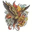 Phoenix flying tattoo design idea