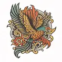 Phoenix flying tattoo design idea