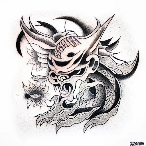 Hannya Oni Japanese Demon Tattoo Mask | Home Fine Art Print | printisdead's  Artist Shop