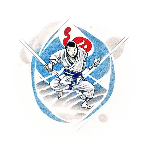 Judo player executing a perfect throw tattoo design idea