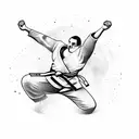 Judo player executing a perfect throw tattoo design idea